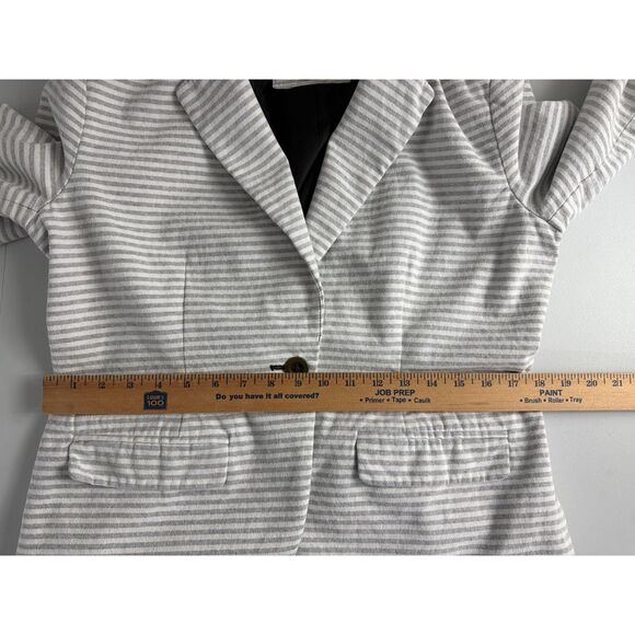 Merona Women's Striped Oxford Blazer Gray White Size 12 - Picture 9 of 12
